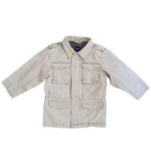 GAP Beige Utility Jacket Kids XS (4) – 100% Cotton Lightweight Coat